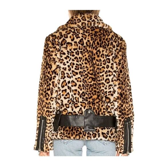 Blank NYC Faux Fur Leopard Print Moto Jacket Size XS - Picture 2 of 8